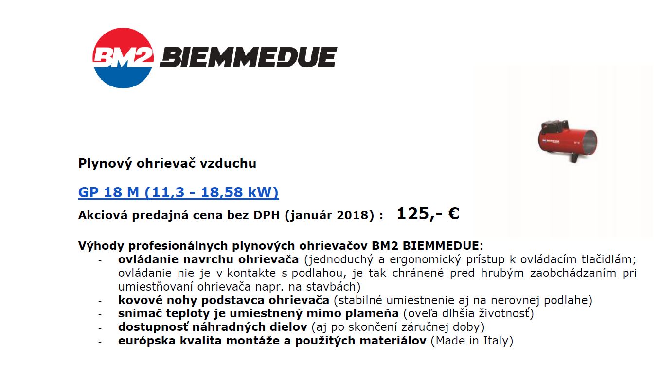 BM2 GP18M ohrievač na propán-bután s manuálnym zapaľovaním