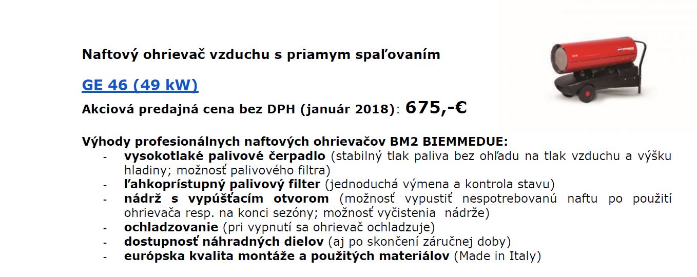 BM2 GE 46 naftový ohrievač s priamym spaľovaním