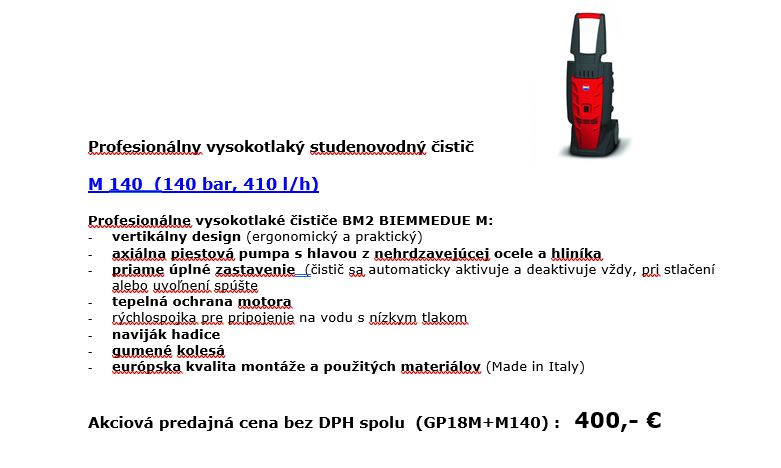 Profesionálny vysokotlaký studenovodný čistič M 140